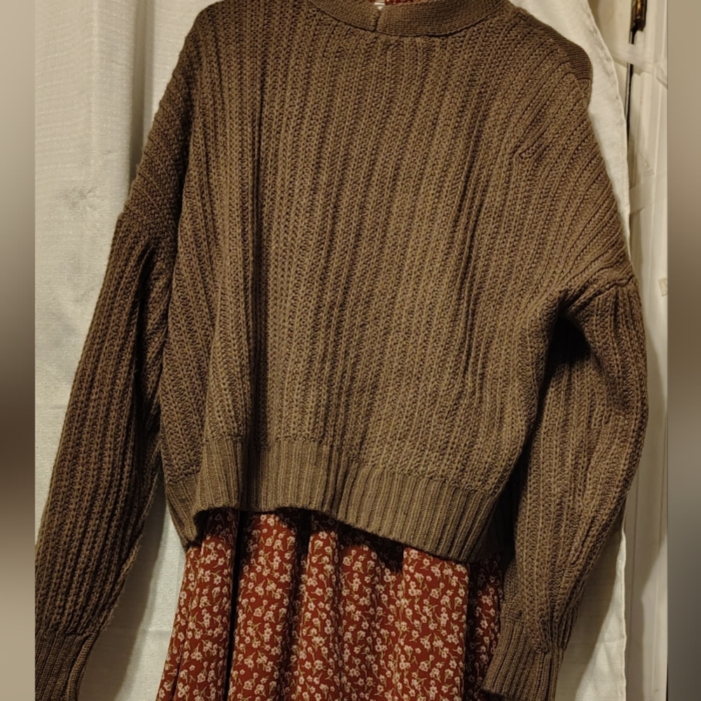 SO Goods For Life Cable Knit Cropped Button-Front Brown XL Sonoma - Picture 5 of 7